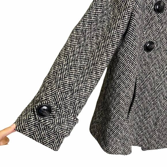 Jason Kole Women's Coat Jacket Black & White Chevron Wool Button Front Size M - Picture 4 of 8